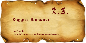 Kegyes Barbara névjegykártya